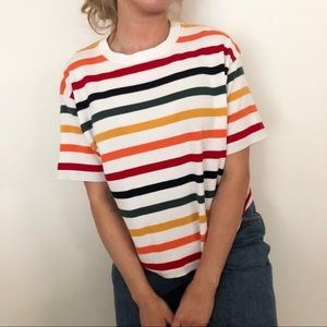 Brandy Melville Rainbow Striped Aleena Tee